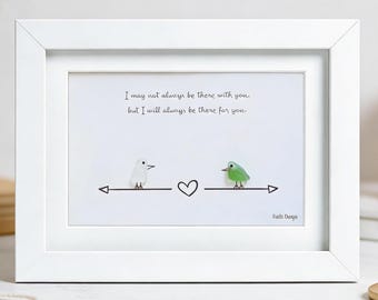 Sea Glass Art: Bird Friendship Gift, 8x6 Framed Art