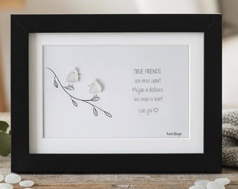 Sea Glass Art Frame - True Friends Are Never Apart | Friendship Gift | Long-Distance Friend Keepsake