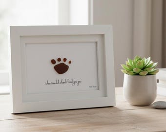 Framed Sea Glass Paw Print Art: Dog Lover Gift