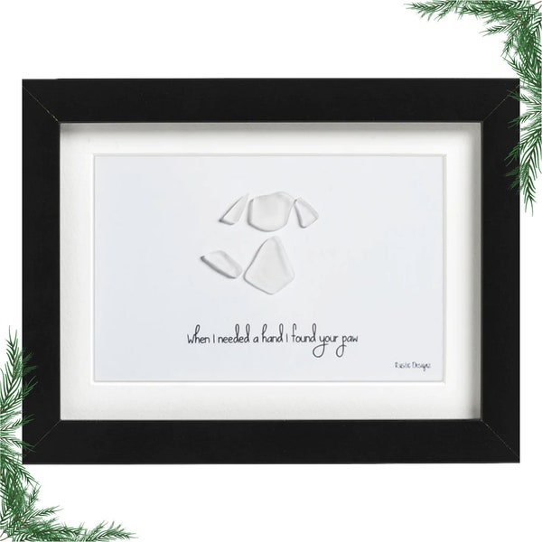 When I Needed a Hand I Found Your Paw Dog Sea Glass Framed Art