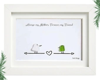 Always My Mother Forever My Friend Sea Glass Art Frame - Perfect Gift for Mom