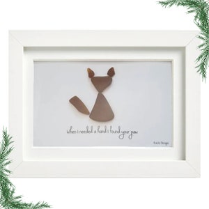 When I Needed a Hand I Found Your Paw - Cat Sea Glass Art, Keepsake Gift