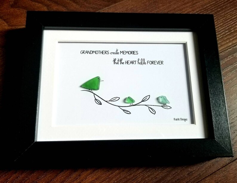 Grandmother Sea Glass Art Grandma Gift Grandmother Gift Etsy