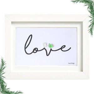Art du verre de mer - Deux oiseaux amoureux | Cadeau d&#39;anniversaire | Souvenir romantique en couple
