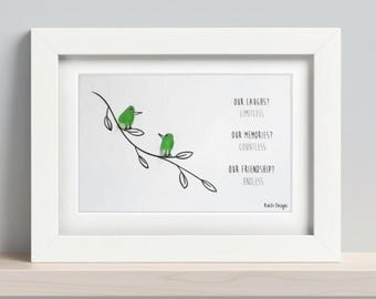 Sea Glass Friendship Art: Meaningful Gift, Nova Scotia Glass, 8x6  Frame