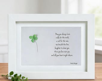 Sea Glass Art: Irish Blessing Shamrock & Clover - Nova Scotia Coastal Decor