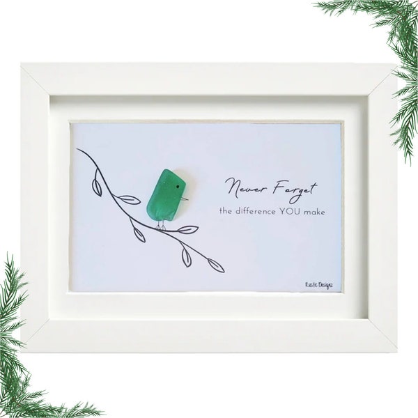 Never Forget The Difference You Make, Sea Glass Art Frame