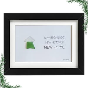 Sea Glass Art - New Beginnings, New Memories, New Home | Housewarming Gift