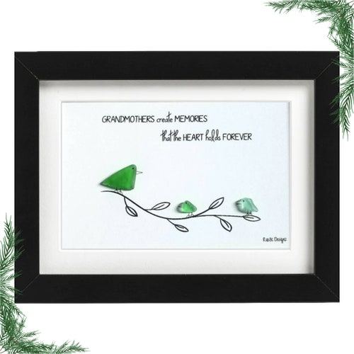 Grandmother Sea Glass Art Grandma Gift Grandmother Gift Etsy