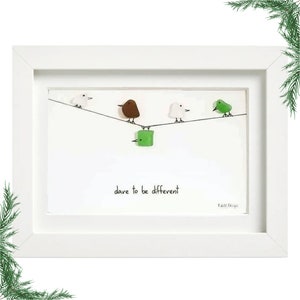 Sea Glass Art - Dare to Be Different’ Quote | Perfect Gift for Friends | Unique Handmade Decor