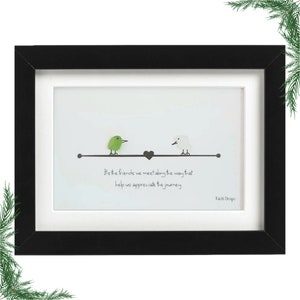 Sea Glass Art - It’s the Friends We Meet Along the Way | Friendship Quote Decor | Thoughtful Gift