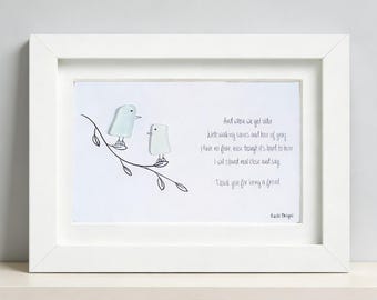 Golden Girls Sea Glass Art: 'Thank You For Being A Friend' - Handmade Framed Decor