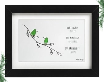 Our Laughs? Limitless. Our Memories? Countless. Our Friendship? Endless." - Sea Glass Art Frame