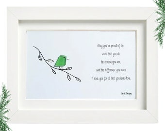 Gratitude in Frames: Personalized Bird Sea Glass Art