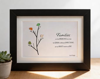 Sea Glass Art - Families Like Branches on a Tree | Family Quote Decor | Meaningful Gift