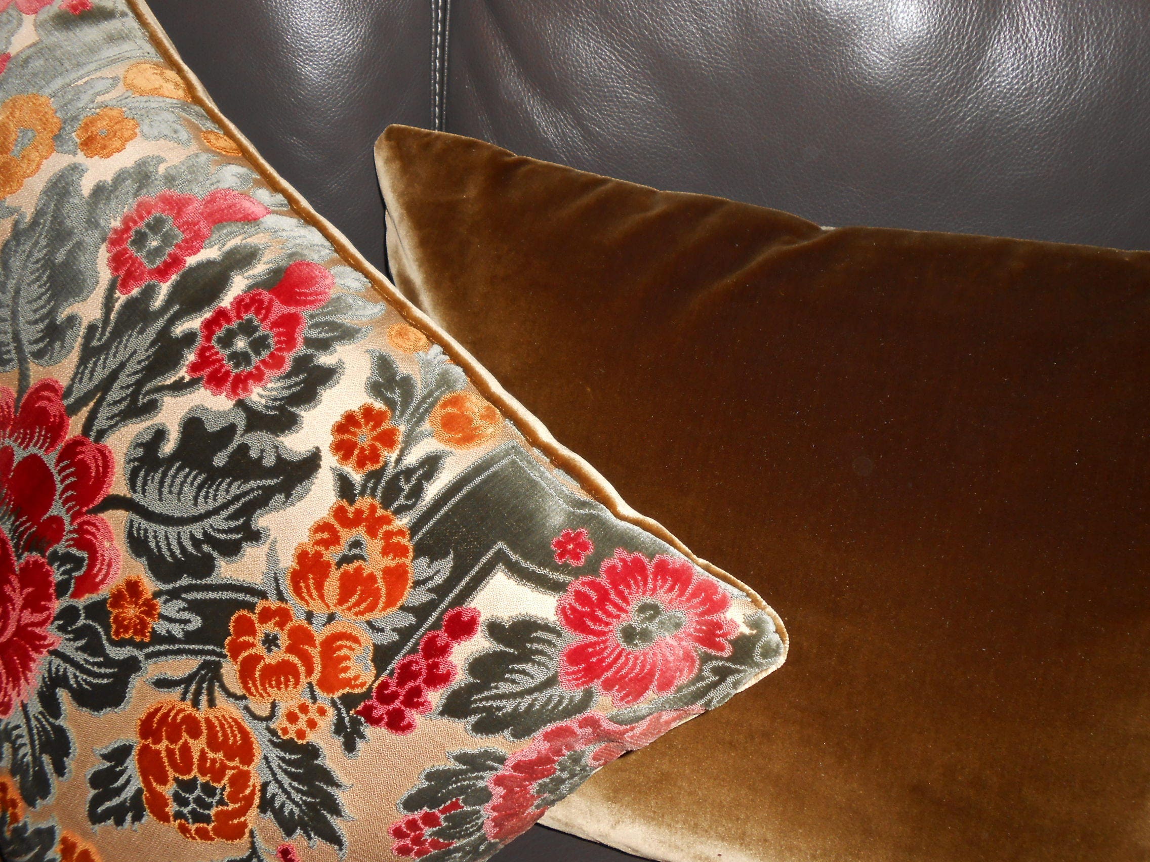 Throw Pillows Vintage European Antique Silk Cotton Cut VELVET Fabric