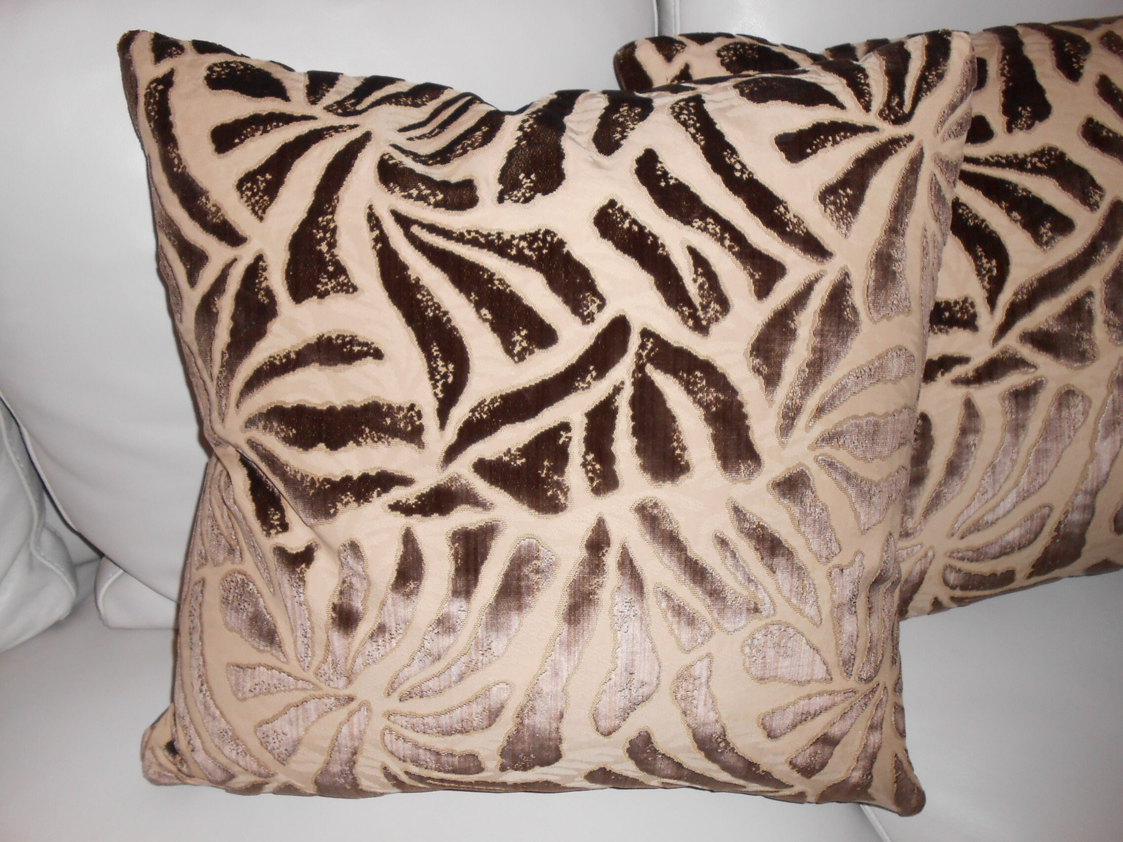 Nancy Corzine Fabric Throw Pillows Cut Velvet Fabric Cavallo Pattern