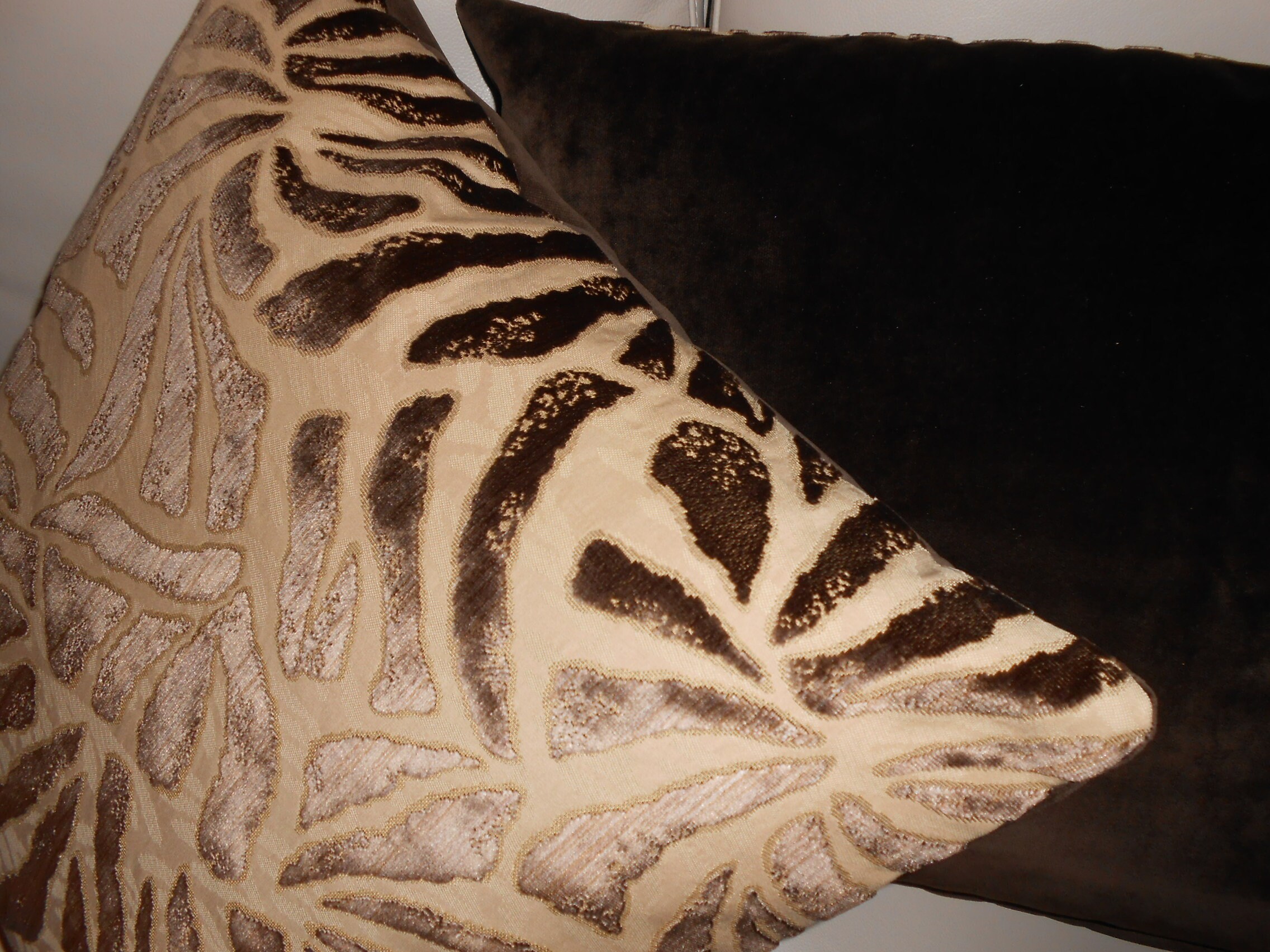 Nancy Corzine Fabric Throw Pillows Cut Velvet Fabric Cavallo Pattern