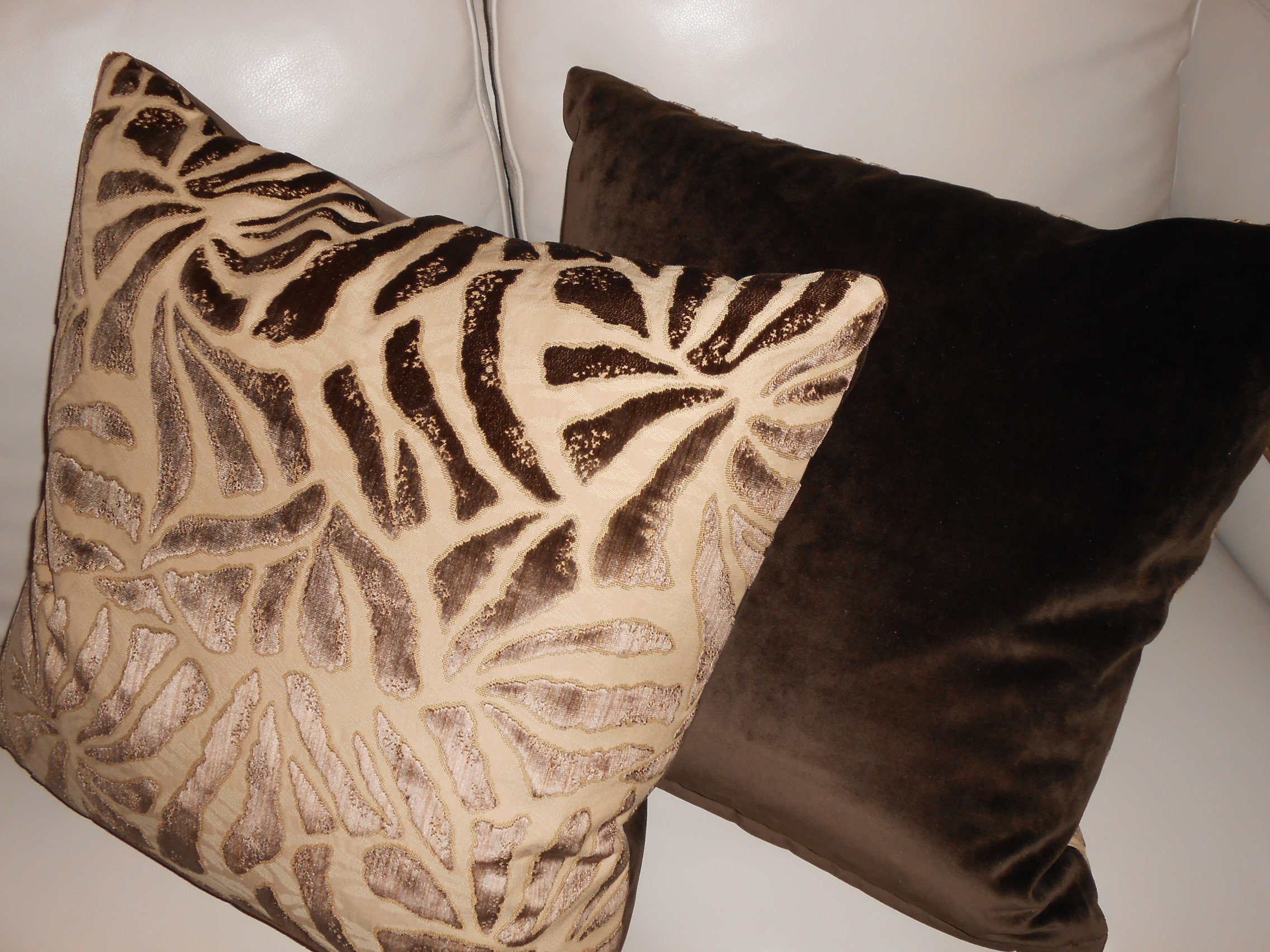 Nancy Corzine Fabric Throw Pillows Cut Velvet Fabric Cavallo Pattern