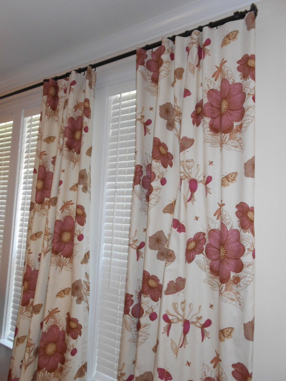Custom Drapes Duralee Cotton Linen Fabric Printed Floral Etsy