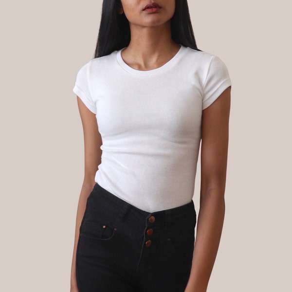 White Cap Sleeve T-Shirt Womens UK - 100% Organic Cotton