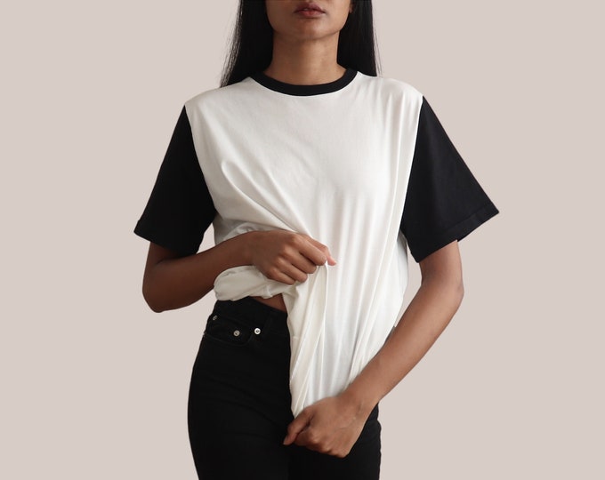 Monochromes T-Shirt Damen UK - Schwarz und Weiß - 100% Bio-Baumwolle
