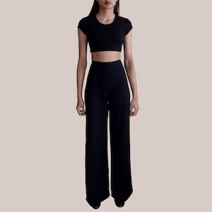 Women's black cotton trousers uk hot sale