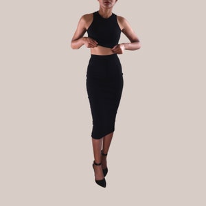 Black Midi Skirt Women&#39;s UK - 100% Organic Cotton