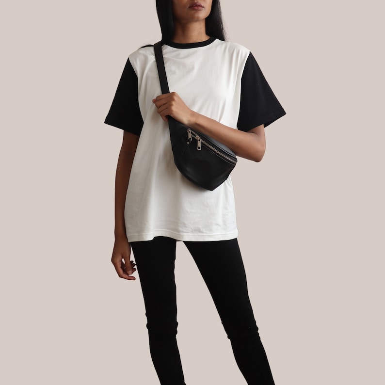 Monochrome T-Shirt Women's UK Black and White 100% Organic Cotton image 2