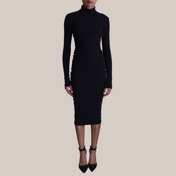 Black Midi Dress Women's UK - 100% Organic Cotton