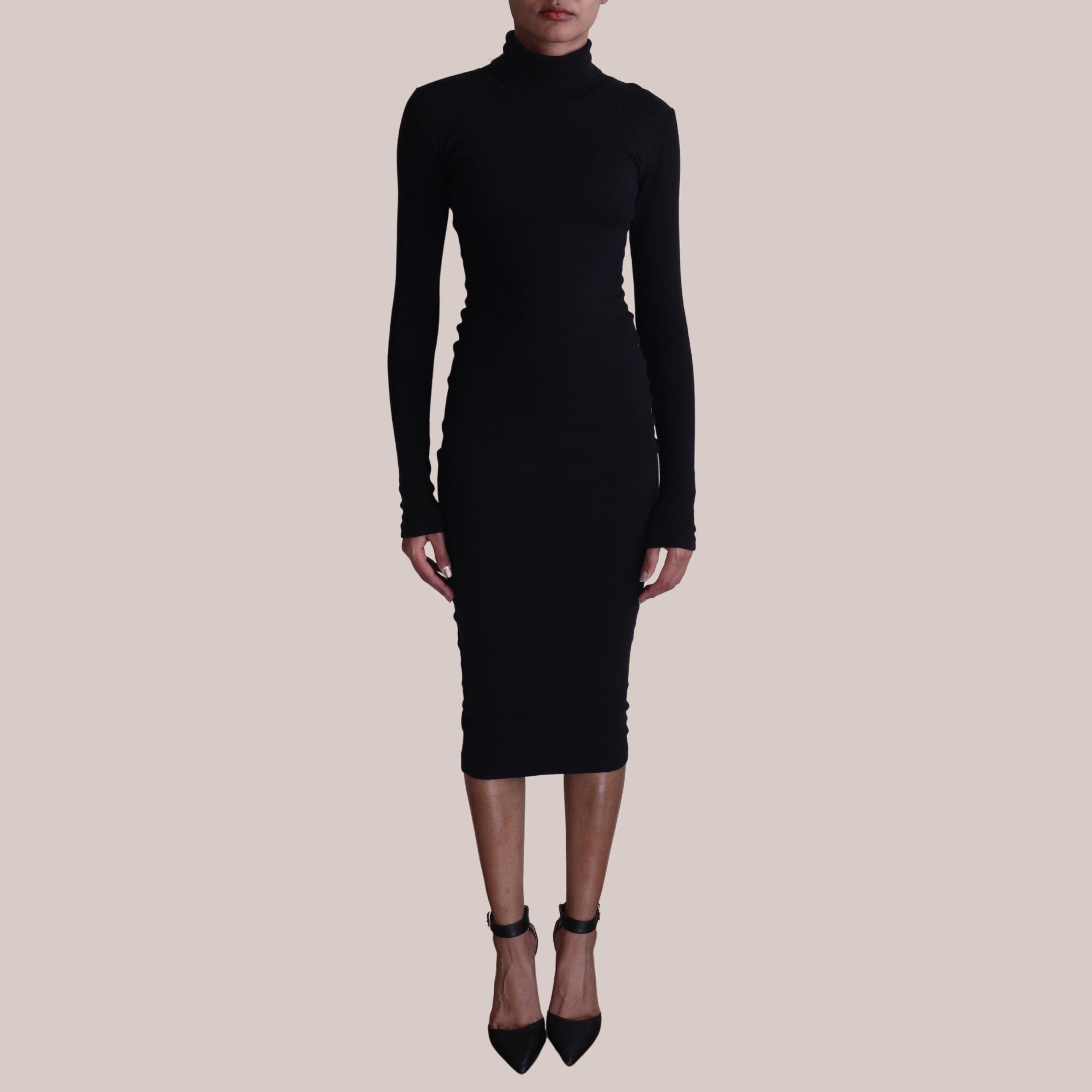 Black Turtleneck Bodycon Dress - Etsy