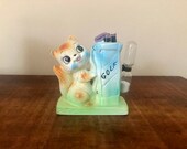 Vintage retro egg timer made in japan tall kitty kitten cat squirrel chipmunk kitsch ceramic
