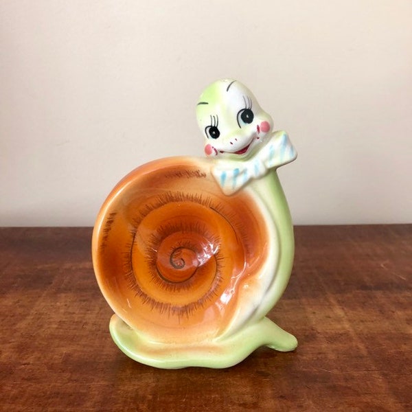 Enesco snappy snail Vintage japan spoon rest Retro Kitsch boho ceramic