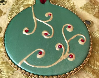 Christmas Ornament - Hand Painted Green