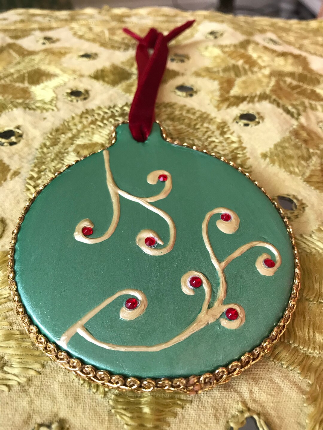 Christmas Ornament - Hand Painted Green - Etsy