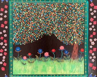 Enchanted Forest Artwork | Secret Garden Art Print | Fantasy Landscape Wall Art | Nighttime Garden