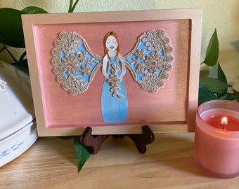 Charming Angel Art | Whimsical Angel Wall Art | Fairy Angel Home Accent