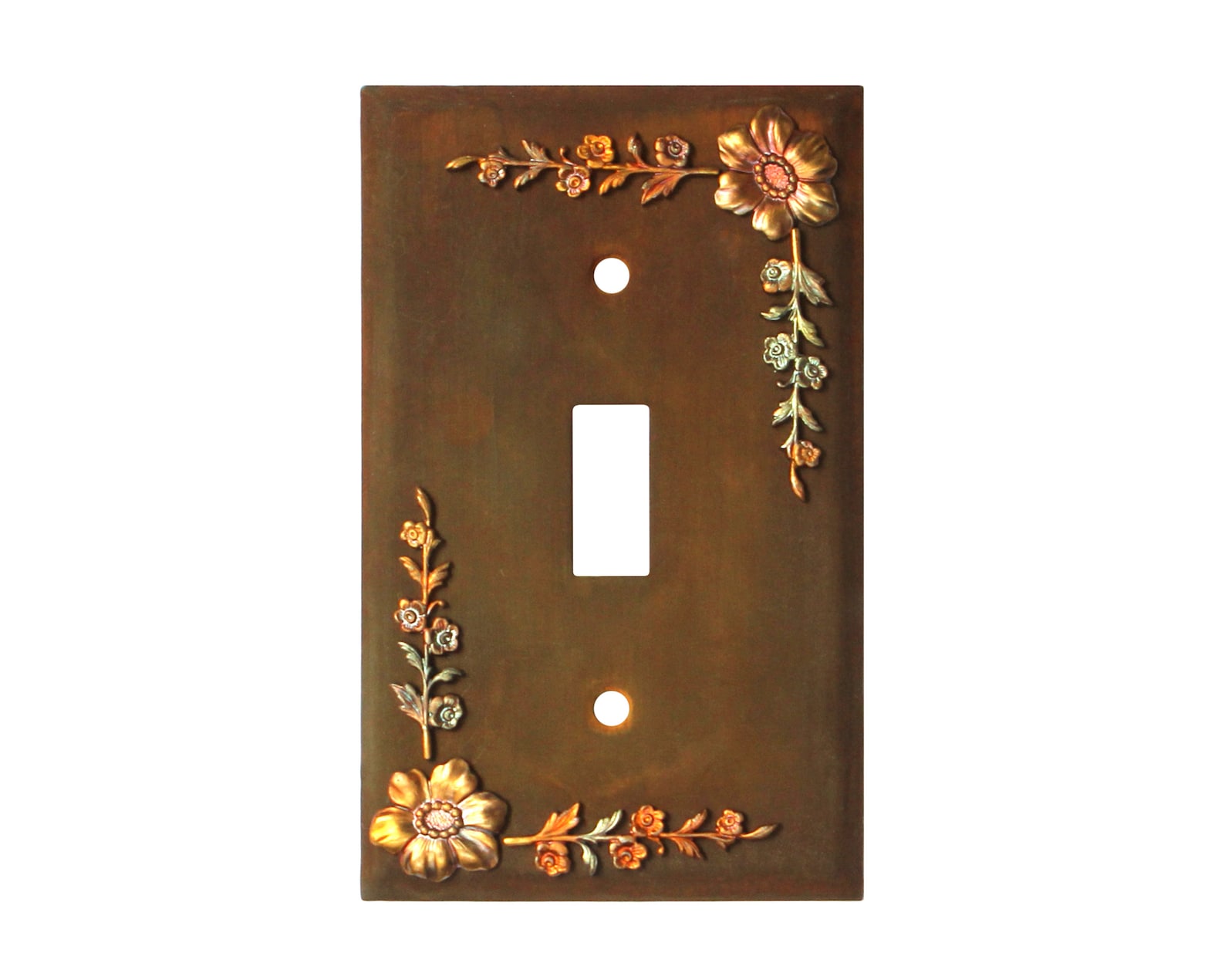 Rustic Light Switch Plate Cover W/ Fire Treated Brass Charms Etsy