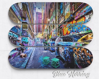 Skateboard Wall Art Mural, Set of three, graffiti print, street art poster, Melbourne Australia, boy room decor, birthday gift, fathers day