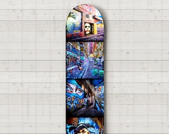 Street Art Graffiti, Skateboard Wall Art, Skate Deck Decor, Melbourne Photograph, Hosier Lane, interior design, travel art, boyfriend gift