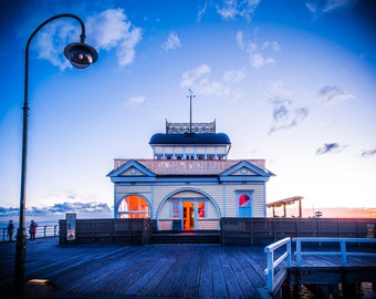 St.Kilda Pier, Melbourne Photograph, St Kilda Print, Australia Travel Poster, Beach Decor, coastal wall art, seaside canvas, sunset photos