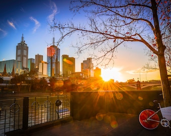 Melbourne Photograph, skyline print, sunrise photo, Photography Prints, Melbourne wall Art, cityscape wall art, Wedding Gifts, Yarra River