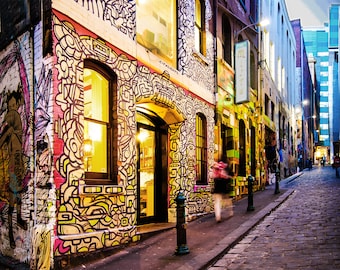Graffiti Wall Art, Street Art poster, Melbourne Photograph, Hosier Lane Photo, urban print, Australia Travel decor, Boyfriend Gift, new home