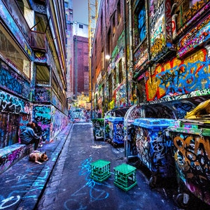 Street Art Wall Art, Graffiti Artwork, Melbourne Print, Color Street, Hosier Lane, Australia Travel, Boyfriend Gift for him, teen wall decor