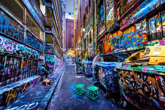 hosier lane melbourne street graffiti canvas  print photo Australia urban 36" 