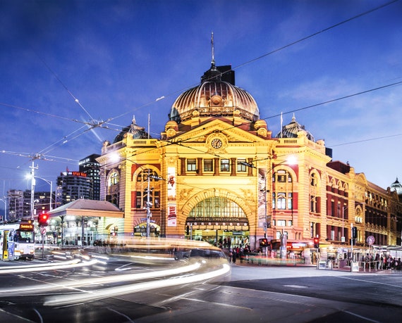 Melbourne Photography Flinders Street Station Wall Art Night Etsy