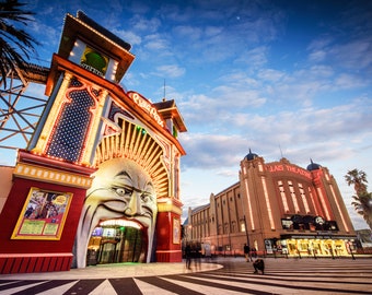 Luna Park Photography StKilda Photo Melbourne Sunset Photograph Boyfriend Present for Him 30x50in Poster Palais Theatre