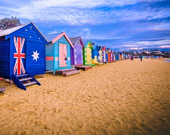 Brighton Beach Boxes, Seaside Decor, Australian made, Brighton Beach Huts, Melbourne Photography, Travel Photo, House warming Gift