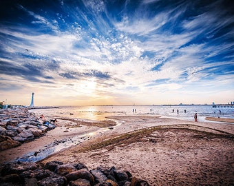 St.Kilda Photography StKilda Beach Photo Lighthouse Wall Art Sunset Ocean Photograph Wedding Gift for Dad 12x18 Print