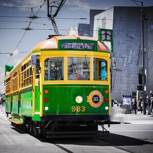 Melbourne Tram, Melbourne Photography, Australian travel poster, Flinders Street Station, WClass Tram, Melbourne travel art, Melbourne Print